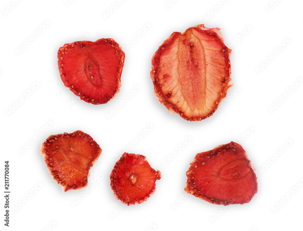 Dehydrated Strawberries Isolated on White Background Dehydrated Strawberries Isolated on White Background