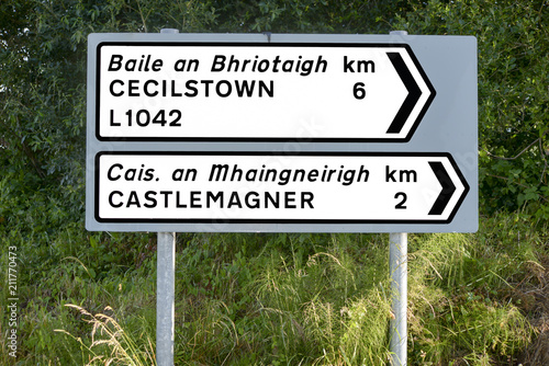 irish road signs in county cork