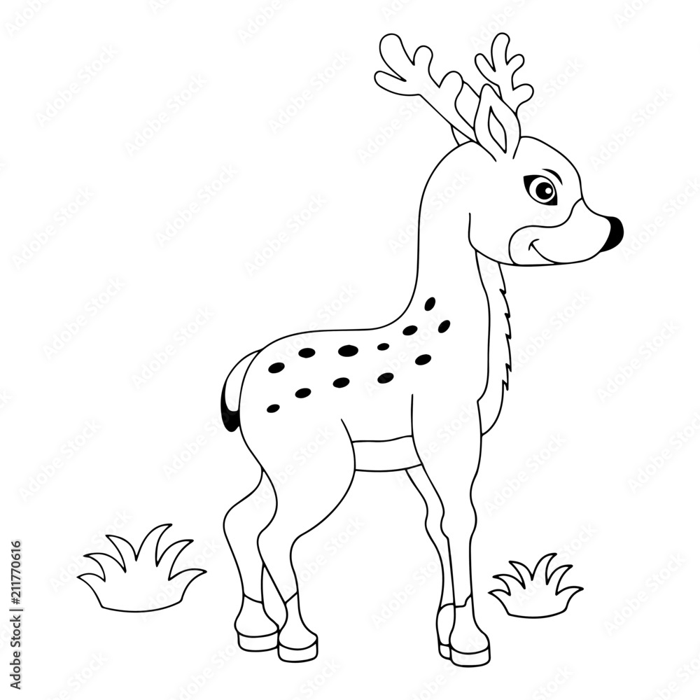 Deer cartoon illustration isolated on white background for children color book Deer cartoon illustration isolated on white background for children color book