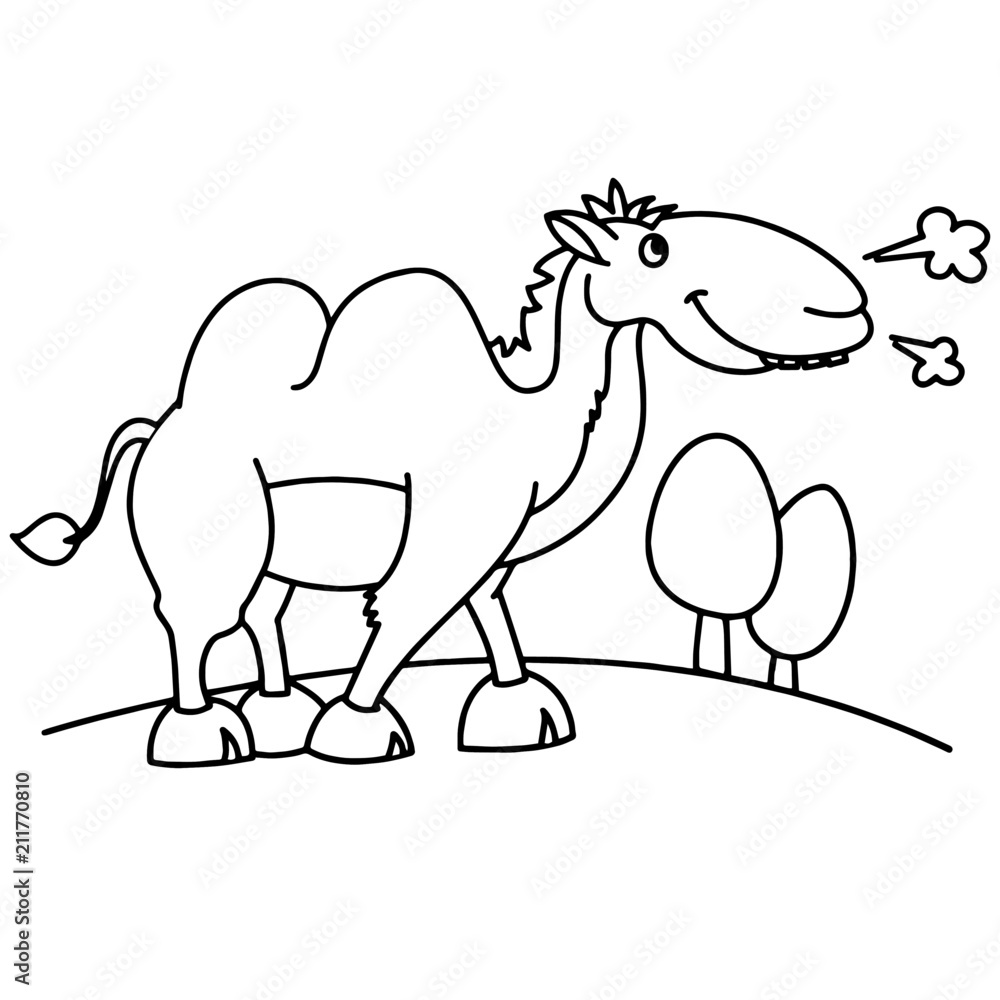 Camel cartoon illustration isolated on white background for children color book Camel cartoon illustration isolated on white background for children color book