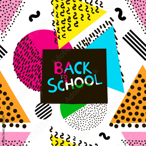 Back to school background with colorful geometric figures.