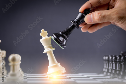 Chess board game Strategy,Planning and Decision concept,business solutions for success. photo
