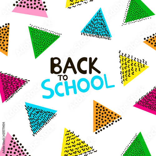 Back to school background with colorful triangles.