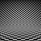 Black and white checker 3D studio background.