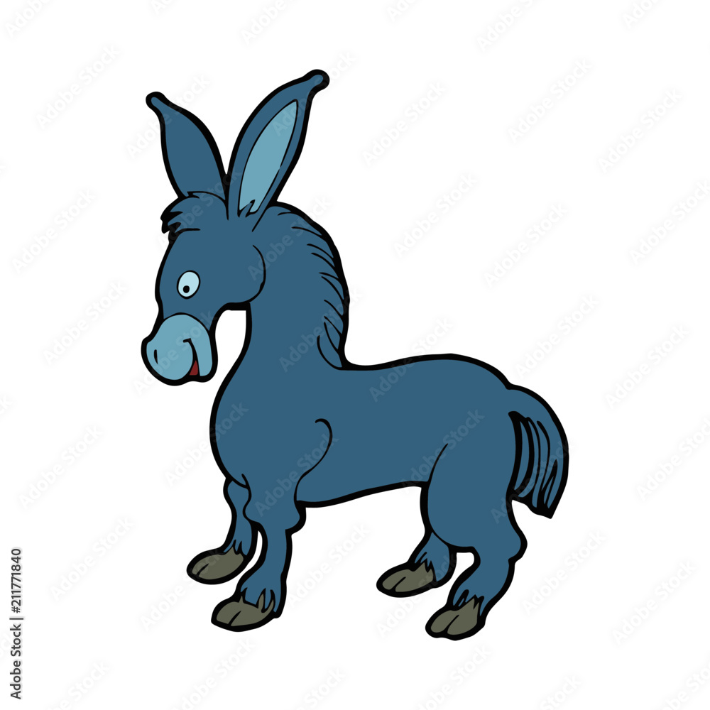Donkey cartoon illustration isolated on white background for children color book Donkey cartoon illustration isolated on white background for children color book