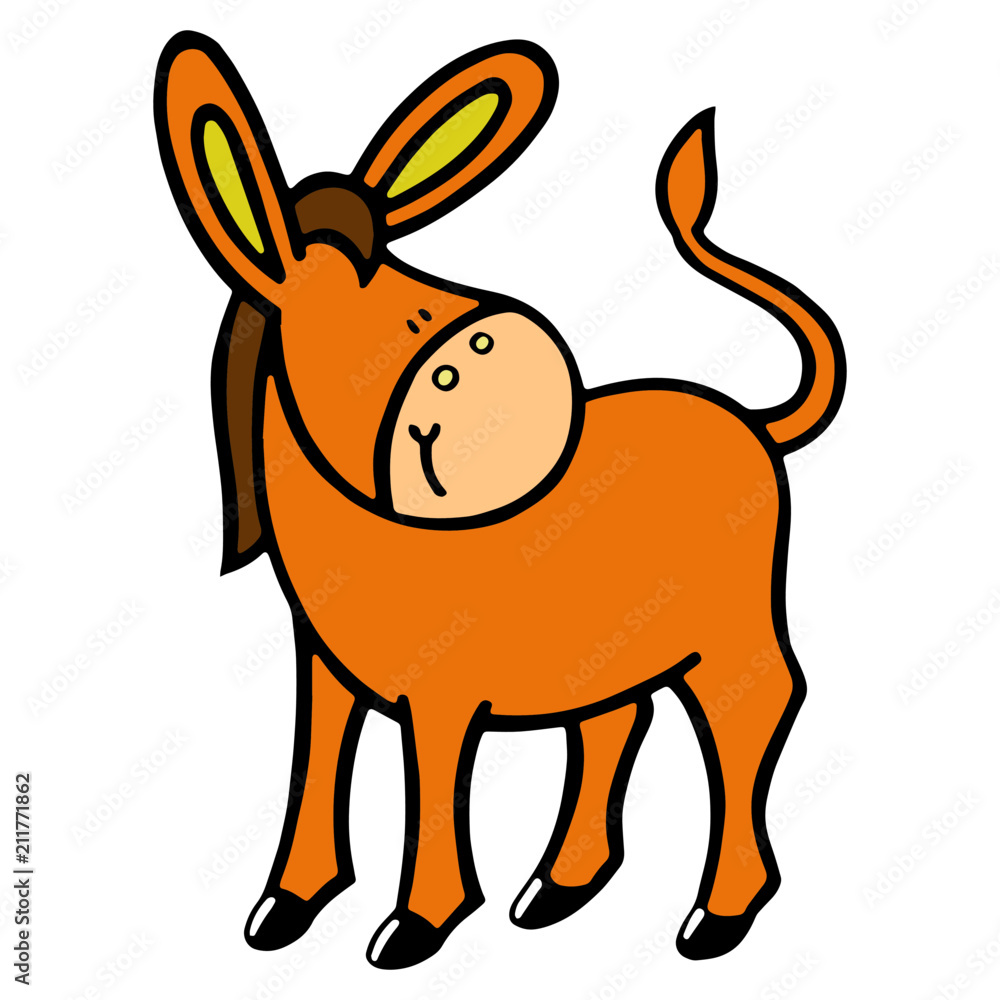 Obraz premium Donkey cartoon illustration isolated on white background for children color book