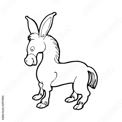 Donkey cartoon illustration isolated on white background for children color book © Huy