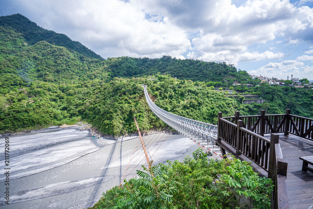 Valley Glaze Bridge in Taiwan, Pingtung. (The Longest Suspension Bridge in Taiwan)