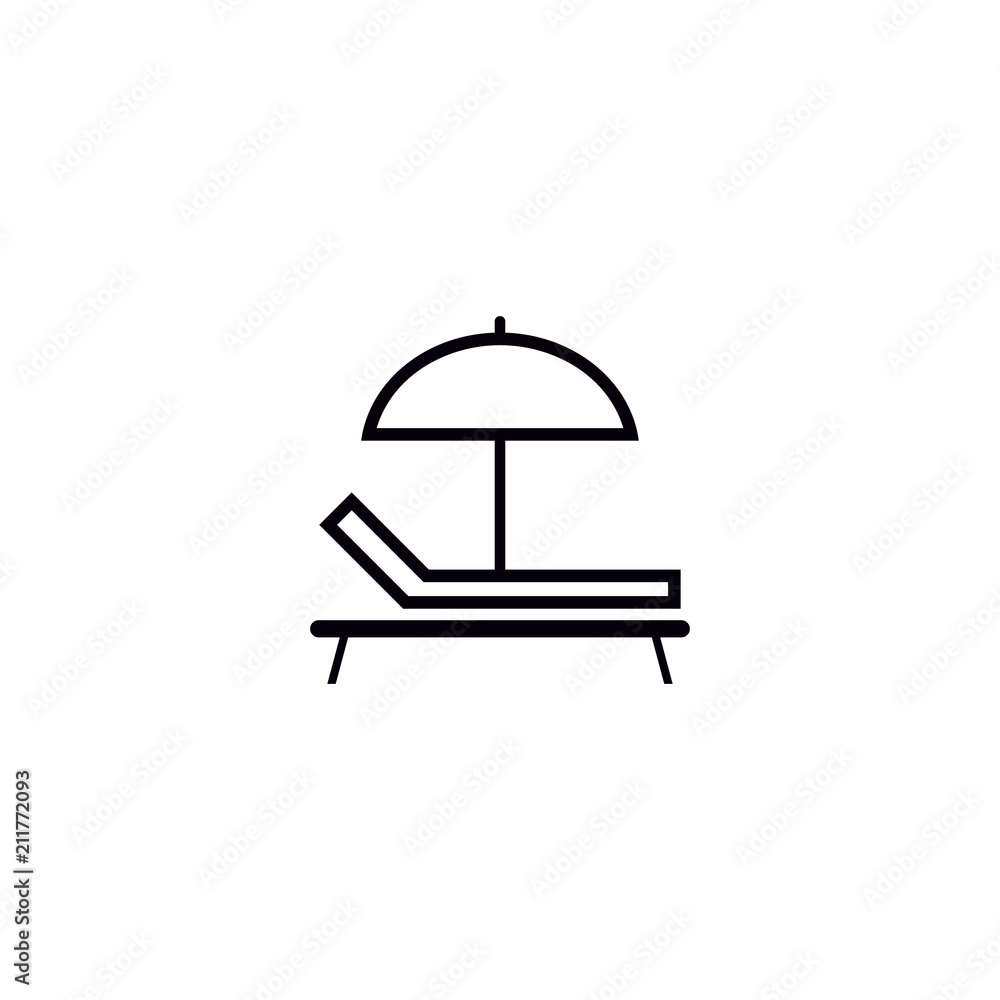 Beach sunbed. Summer vector icon Beach sunbed. Summer vector icon