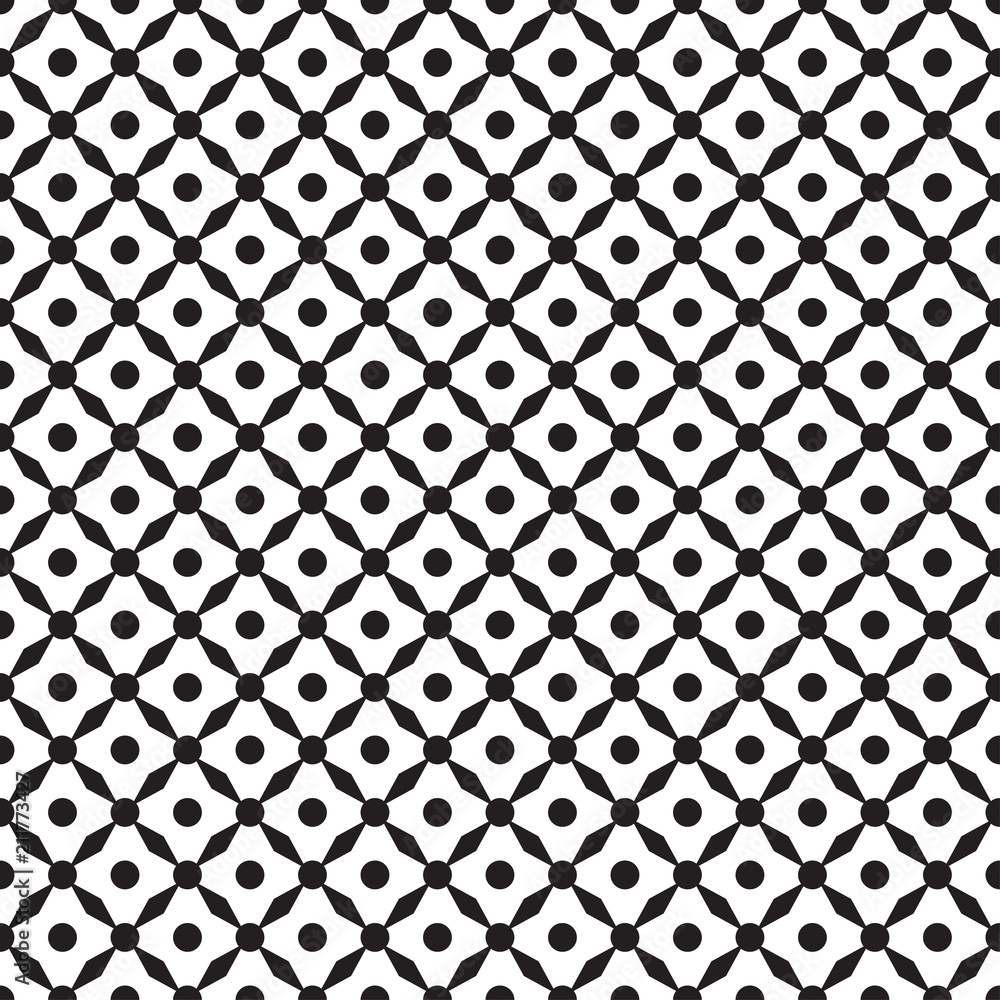 Fototapeta premium Seamless geometric texture of the surface. Abstract dotted pattern with trapeziums. Grid background. Print for polygraphy, posters, t-shirts and textiles. Doodle for design