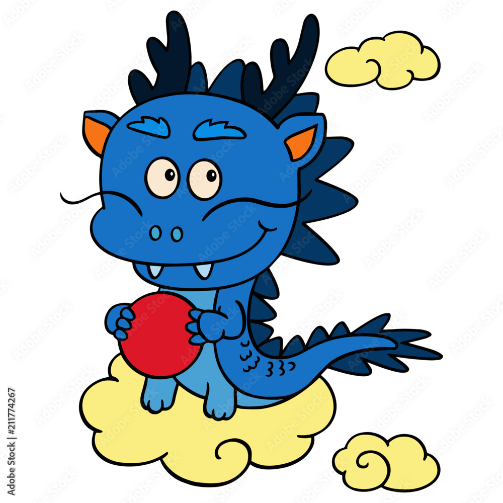 Dragon cartoon illustration isolated on white background for children color book Dragon cartoon illustration isolated on white background for children color book