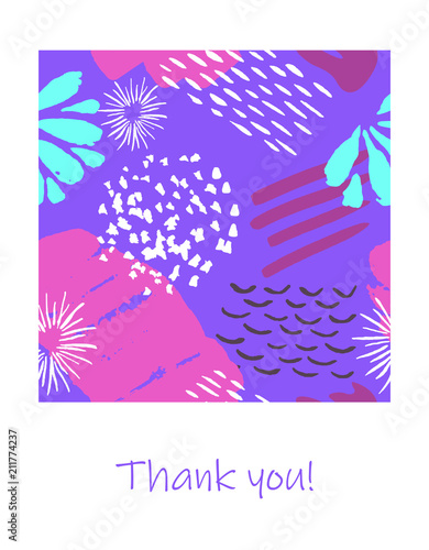 Vector card with color ink brushes grunge pattern. Hand drawing background .