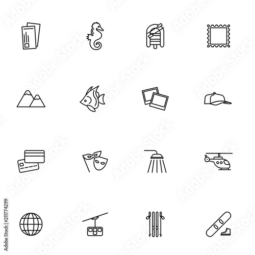 Touristic and Travelling icon set. Travelling items icon vecor set.
