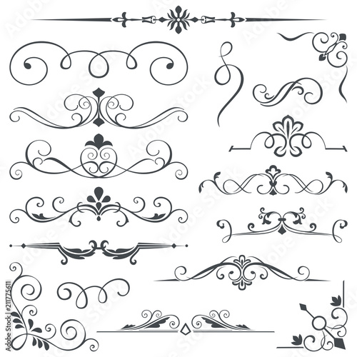 Vintage calligraphic book design elements