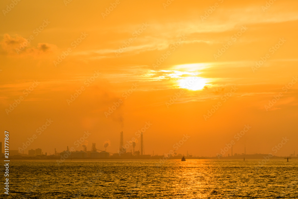 関門海峡の夕日