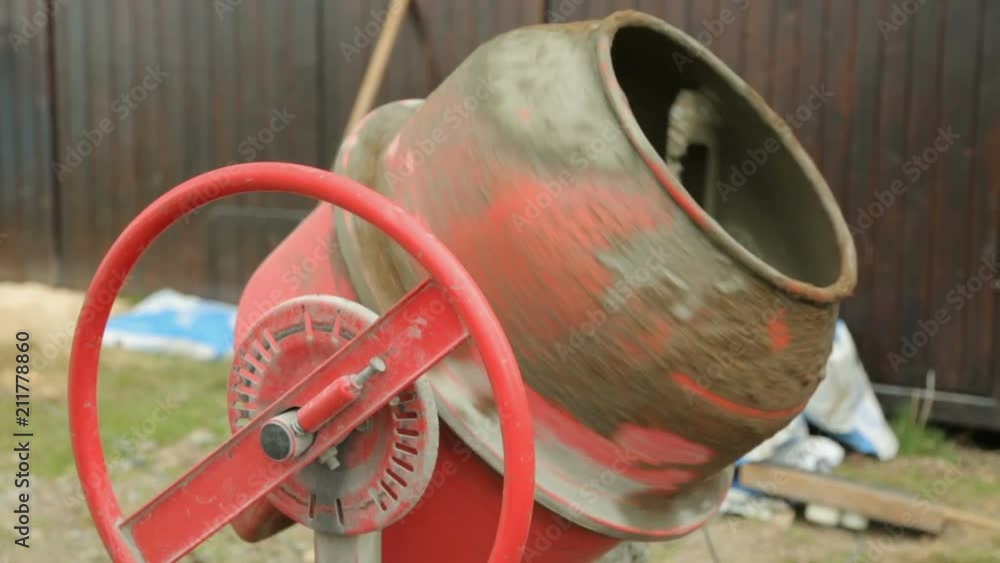 Private concrete mixer in process Private concrete mixer in process