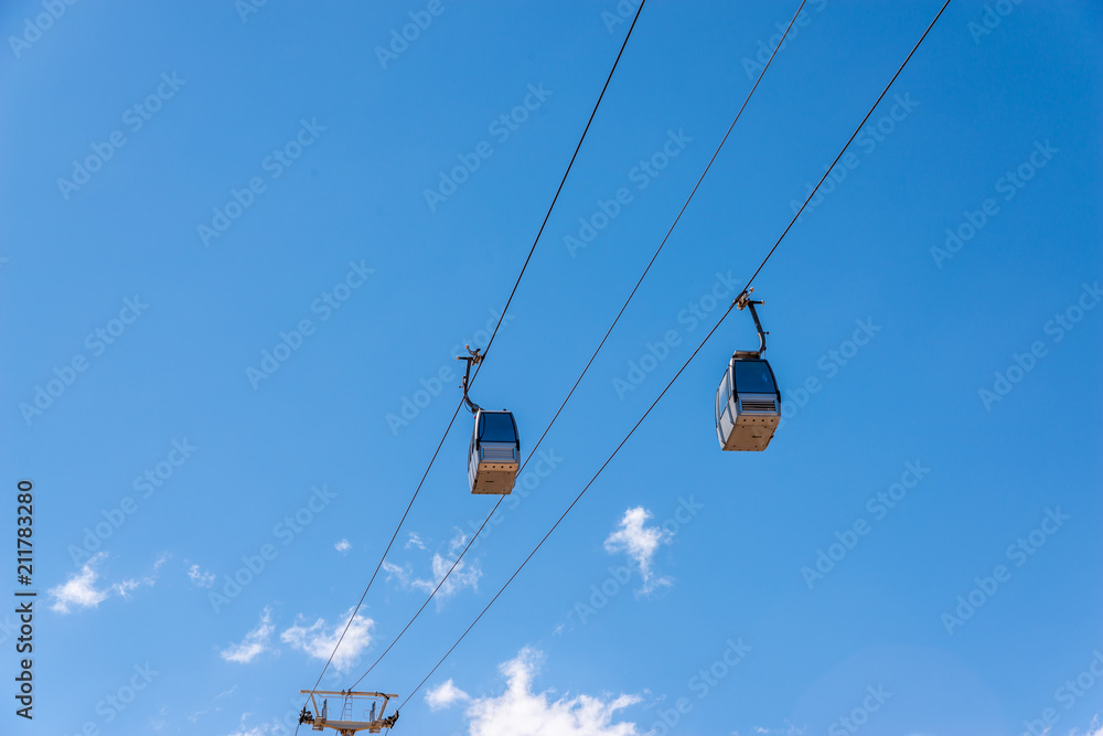 cableway against the sky, transport at height and tourist attraction cableway against the sky, transport at height and tourist attraction