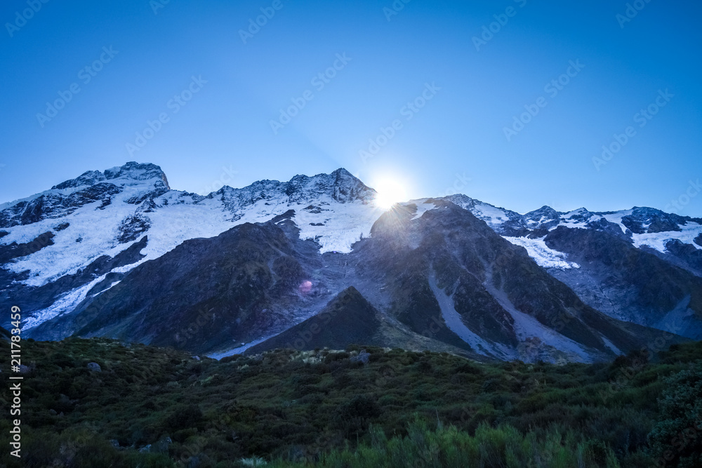 Glacier in Hooker Valley, Mount Cook, New Zealand