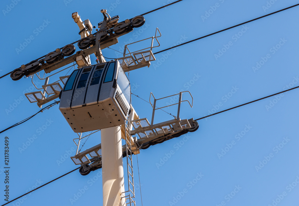cableway against the sky, transport at height and tourist attraction cableway against the sky, transport at height and tourist attraction