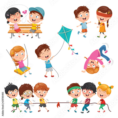 Vector Illustration Of Children Playing