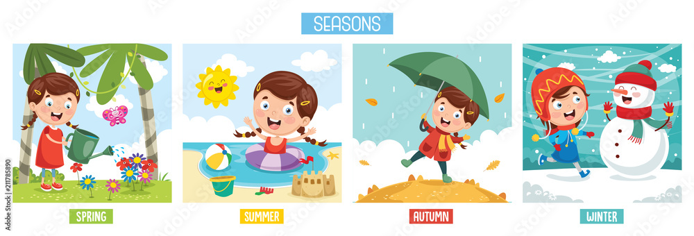 Fototapeta premium Vector Illustration Of Seasons