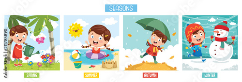 Vector Illustration Of Seasons