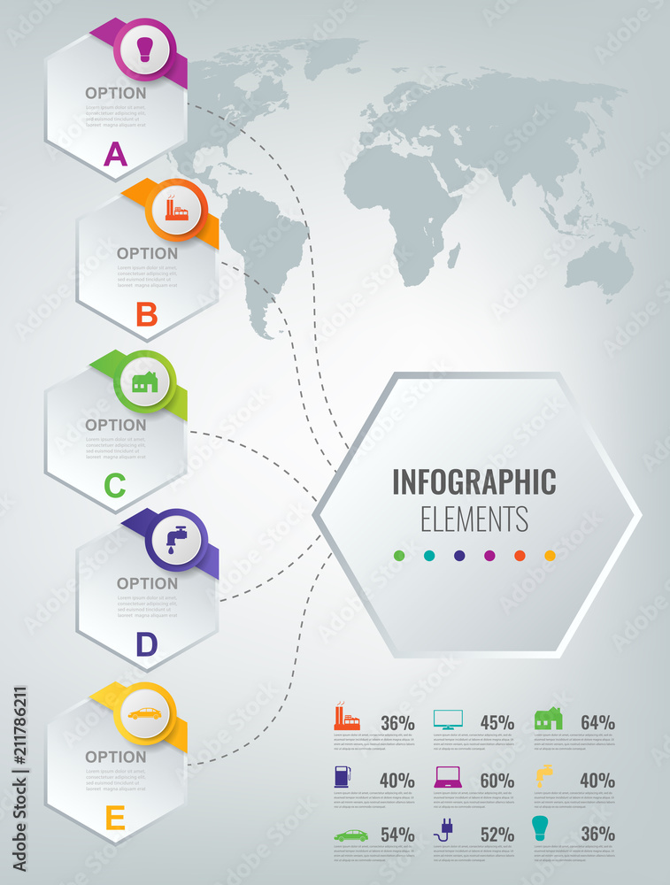 Abstract 3D infographic template with 6 options. Business presentation concept. Vector Abstract 3D infographic template with 6 options. Business presentation concept. Vector