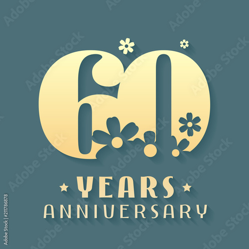 60 years anniversary vector icon, symbol, logo