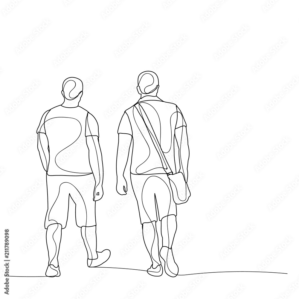 vector, isolated, sketch of a man, friends go vector, isolated, sketch of a man, friends go