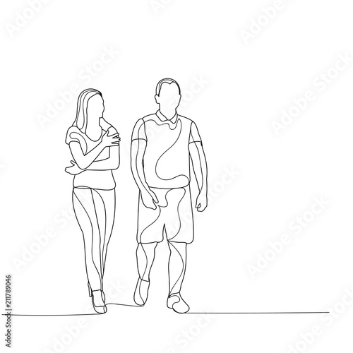 Wallpaper Mural  isolated, sketch guy and girl go Torontodigital.ca