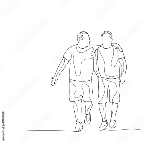 isolated, sketch of a man, friends go