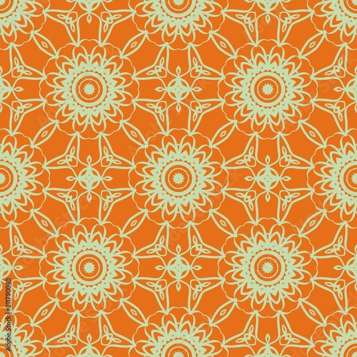 Decorative Square Template for Fabric Print. Azhure floral seamless pattern. Vector illustration. For fabric, bandana, carpet, shawl design.