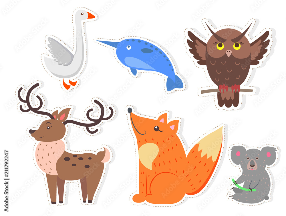 Cartoon Wild Fish, Bird and Animals Collection Cartoon Wild Fish, Bird and Animals Collection