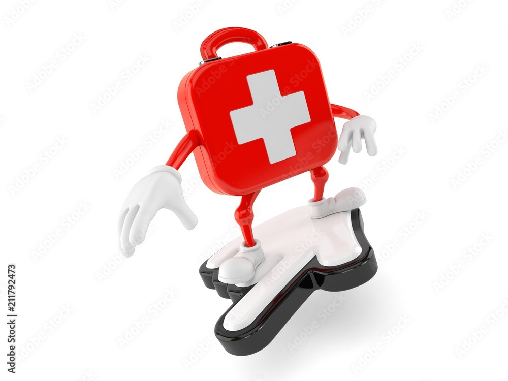 First aid kit character surfing on cursor