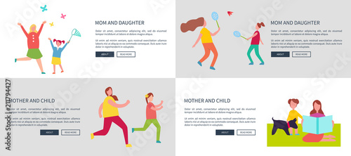 Mom and Daughter, Mother with Child Vector Posters