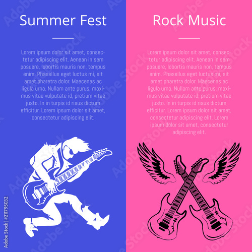 Summer Fest Rock Music Poster with Man Play Guitar