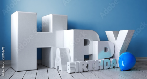 Happy Birthday 3D-Schriftzug mit Luftballon