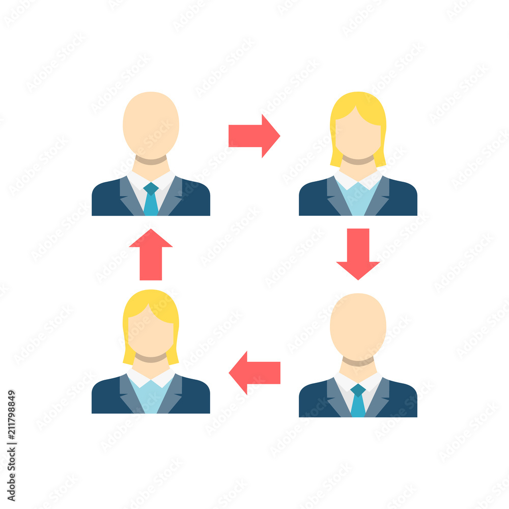 Peer to Peer Concept, Person, People, Avatar, Man, Woman Flat Vector Icon. Isolated on White Background. Peer to Peer Concept, Person, People, Avatar, Man, Woman Flat Vector Icon. Isolated on White Background.