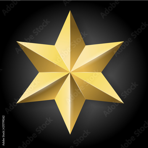 vector realistic golden star on black background
