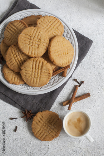 Homemade peanut Butter Cookies with criss-cross marks
