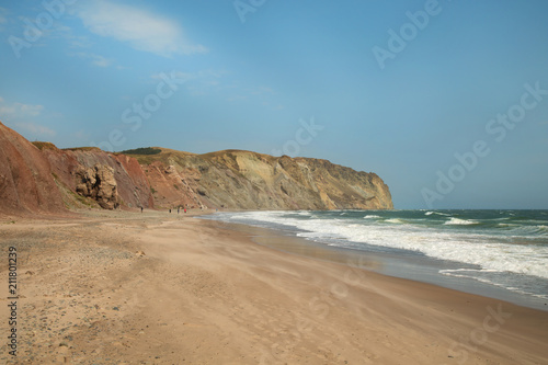 Nice beach and cliffs at Havre aux maisons at Magdelen island in Quebec in Canada
