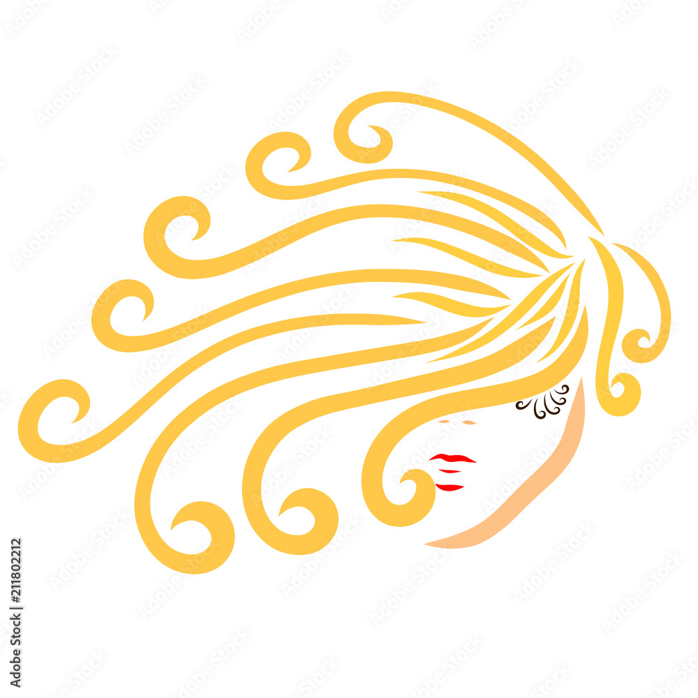 Girl with creative hairstyle, blonde with wavy hair Girl with creative hairstyle, blonde with wavy hair