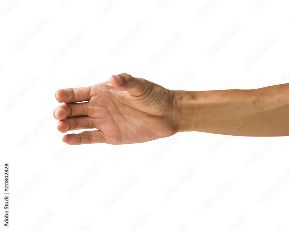 Clipping path hand isolated. Man hand holding something like a bottle isolated on white background. Hand gesture. Clipping path hand isolated. Man hand holding something like a bottle isolated on white background. Hand gesture.