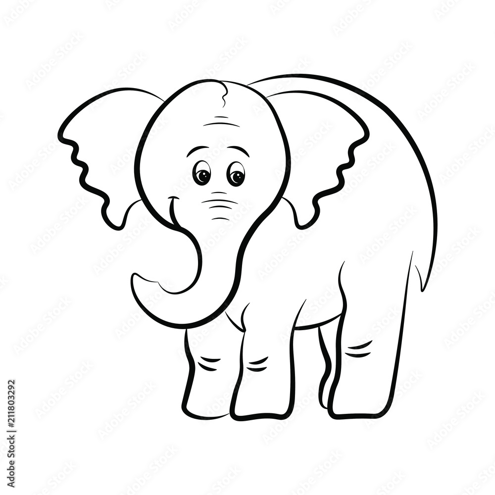 Сheerful elephant in the contour