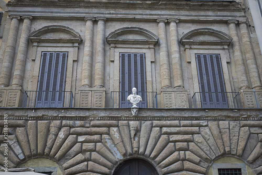 Firenze, Italy - June 21, 2018 : Viewof Palazzo Uguccioni