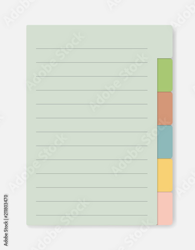 Lined paper notebook with variegated tabs vector template © JAYANNPO