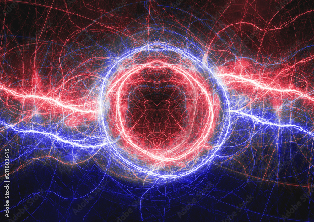 Fire and ice swirling plasma lighrning, abstract electrical power Fire and ice swirling plasma lighrning, abstract electrical power