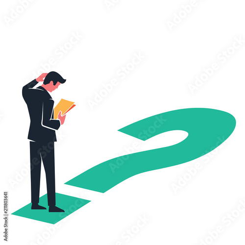 Confused Businessman with a Big Question Mark
