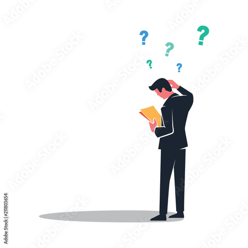 Confused Businessman with Question Mark