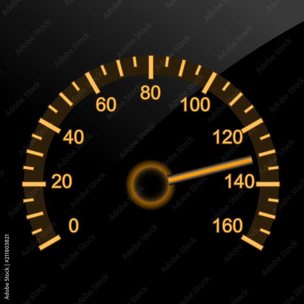 Illuminated car speedometer - night dashboard Illuminated car speedometer - night dashboard
